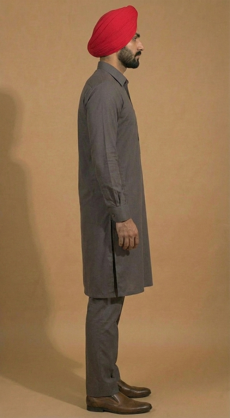 Urban Ash Grey Kurta Pajama Set - Image 3